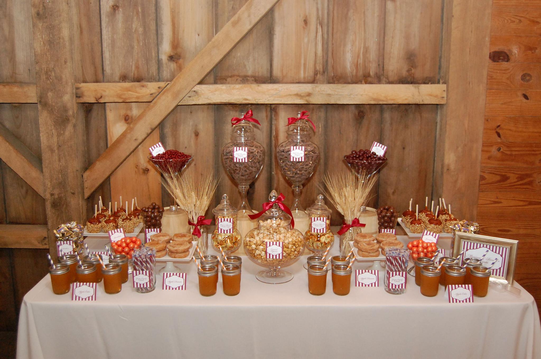 barn autumn candy buffet | Fall wedding candy buffet, Wedding candy